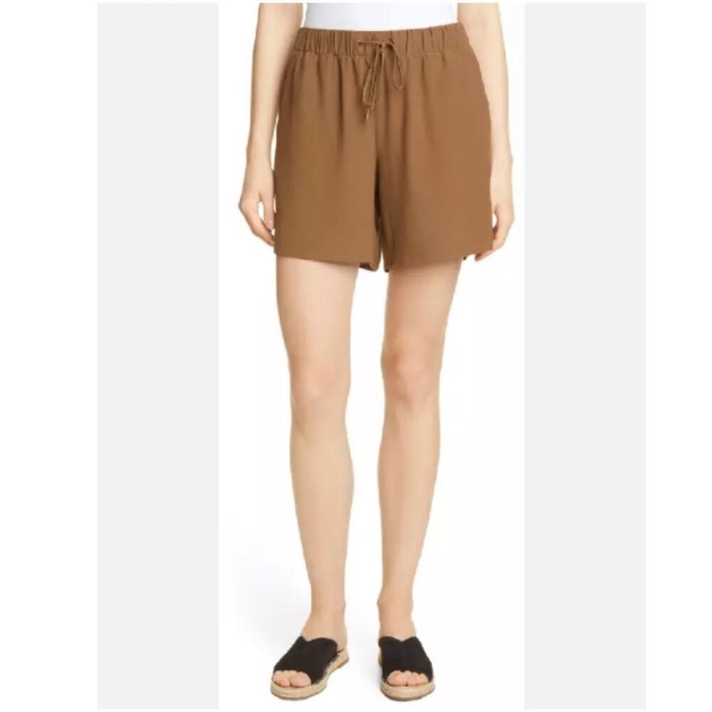 Eileen Fisher Pull On Walking Shorts Tencel Viscose Crepe Brown Size Large NWT